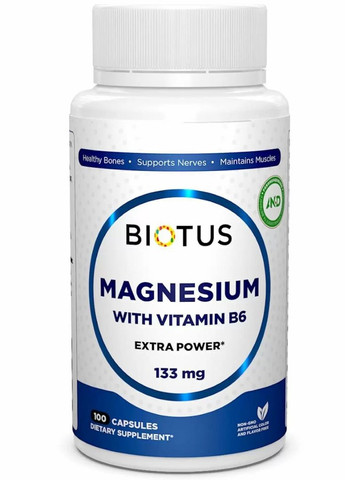 Magnesium with Vitamin B6 100 Caps BIO-530197 Biotus (257252868)
