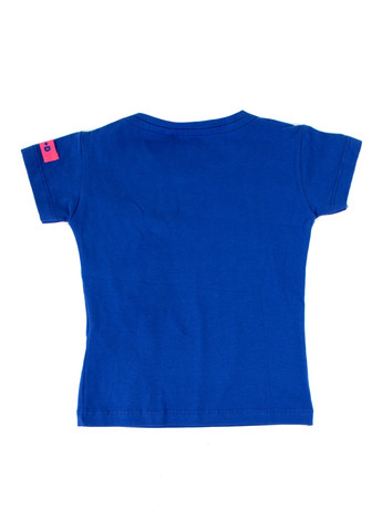 Синяя летняя футболка на девочку tom-du синяя с аппликацией и пайетами TOM DU