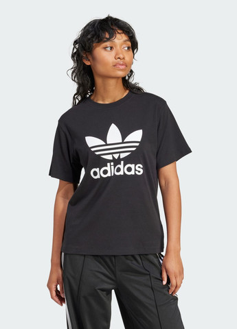 Чорна всесезон футболка trefoil adidas