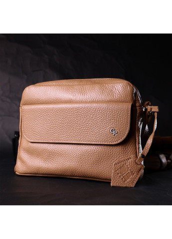 Стильна сумка жіноча крос-боді з натуральної шкіри 11652 Бежева Grande Pelle (267927729)