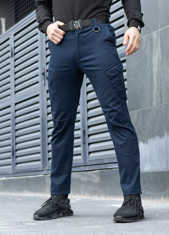 Темно-синие демисезонные карго брюки Pobedov