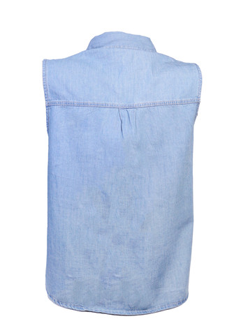 Блакитна літня стильна джинсова сорочка безрукавка для жінок s 42 блакитний Bershka