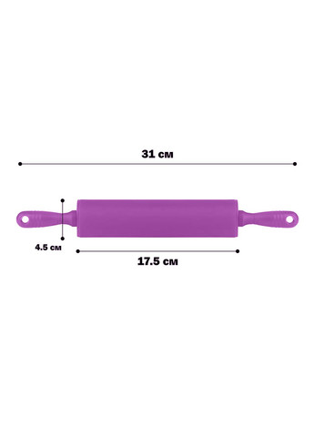 Скалка для теста силиконовая средняя 31 см Фиолетовый A-Plus (261851782)