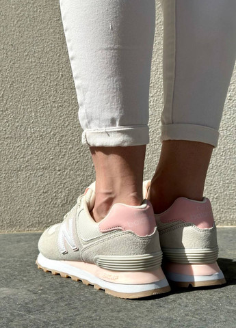 Кросовки реплика 574 Gray Pink Vakko серые демисезоны (265913097)