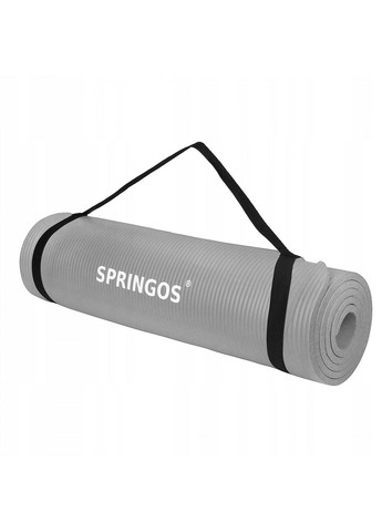 Коврик (мат) для йоги та фітнесу NBR 1.5 см YG0041 Light Grey Springos (258652309)
