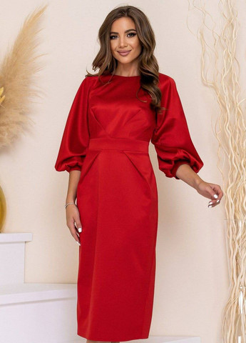Красное вечернее платье футляр Garna однотонное