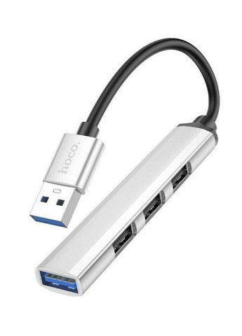 Переходник Хаб USB 4 в 1 (USB to USB3.0+USB2.0*3, удлинитель, для ноутбука и другой техники) - Серый Hoco hb26 (266138799)