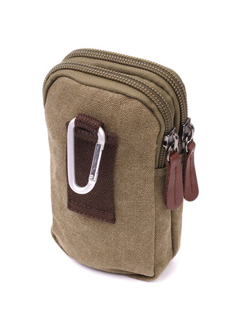 Компактна сумка-чохол на пояс із металевим карабіном із текстилю 22224 Оливковий Vintage (267932172)