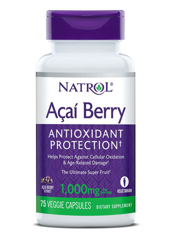 Экстракт ягод асаи Acai Berry 1000 mg 75 Veggie Caps Natrol (277160970)