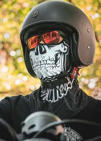 Unbranded балаклава маска под шлем ветрозащитная легкая дышащая вело мото универсальный размер ледяной шелк (474097-prob) с черепом череп черный повседневный шелк производство -
