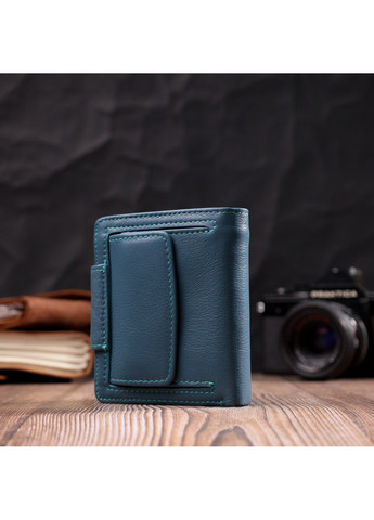 Красивое кожаное портмоне с монетницей снаружи для стильных женщин 19457 Бирюзовый st leather (278001100)