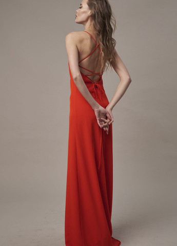 Світло-червона вечірня сукня жіноча морквяного кольору бебі долл Let's Shop однотонна