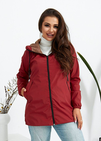 Бордовая женская куртка из плащевки р.56-58 322725 New Trend