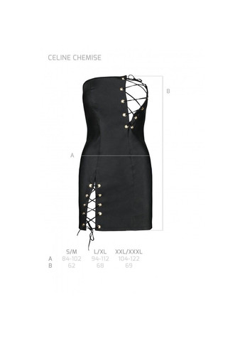 Мини-платье из экокожи CELINE CHEMISE black XXL/XXXL — Passion: шнуровка, трусики в комплекте ADDICTION (258261754)