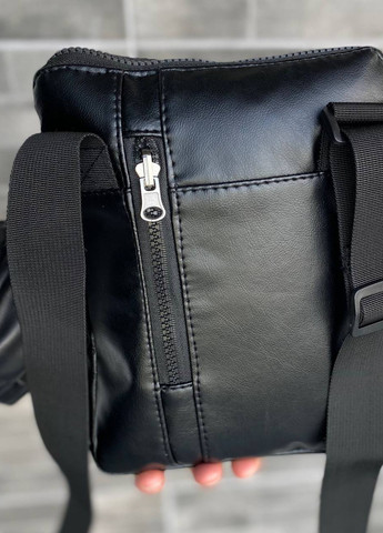 Чоловіча сумка барсетка через плече месенджер на 5 відділень чорна екошкіра Slim Yupiter No Brand (258243779)