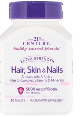 Hair, Skin & Nails, Extra Strength 90 Tabs CEN-27847 21st Century (256719721)