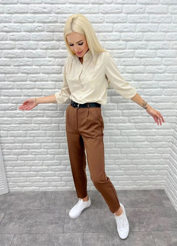 Коричневые классические, повседневный демисезонные укороченные, классические, зауженные брюки Fashion Girl