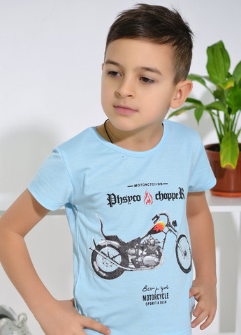 Синя футболки сорочки футболка на хлопчика блакитна (мотоцикл) Lemanta