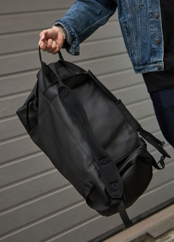 Сумка-рюкзак бочка черная с карманом для обуви 37L на 3 отделения No Brand (260341352)