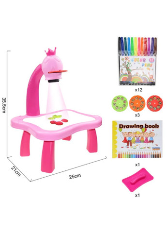 Стол для рисования со светодиодной подсветкой и проектором розовый No Brand (260495656)