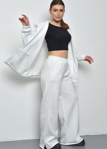 Спортивний костюм жіночий на флісі білого кольору Let's Shop (271813319)