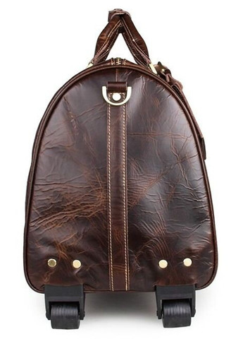 Дорожня шкіряна сумка на колесах 14254 Темно-коричневий Vintage (271813509)