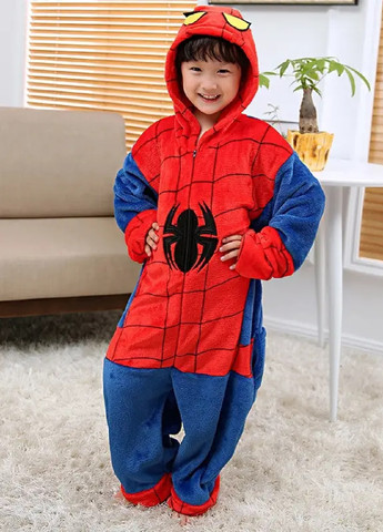 Кигуруми костюм пижама теплый махровый для детей мальчиков девочек с капюшоном карманами размер L (475407-Prob) Человек-паук Unbranded (266991082)
