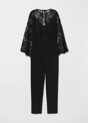 Женский комбинезон H&M комбинезон-брюки чёрный праздничный, коктейльный, деловой, повседневный, вечерний