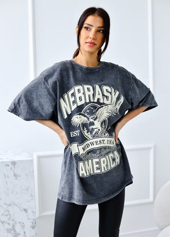 Сіра футболка-туніка варенка nebraska сіра No Brand