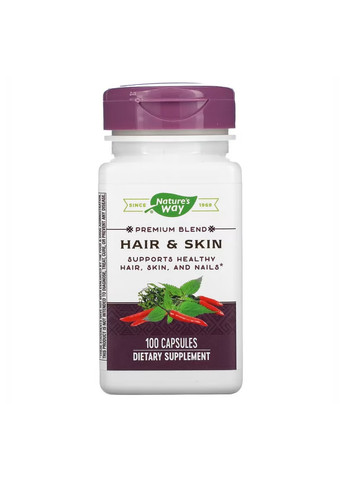 Комплекс для Поддержки Здоровье Волос Кожа и Ногтей Hair & Skin - 100 касул Nature's Way (269461764)