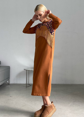 Терракотовое повседневный платье Nenka с орнаментом