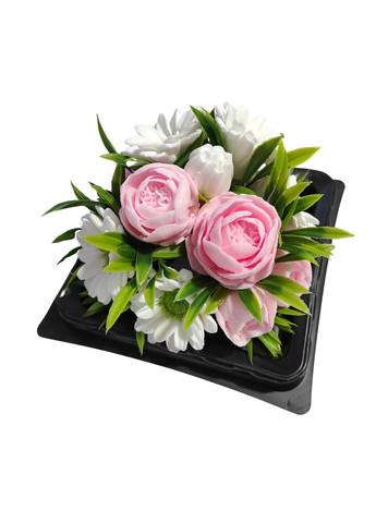 Букет из мыла в куполе мини Розовые розы с ромашками (MB-00586) Bila Lileya (276059338)
