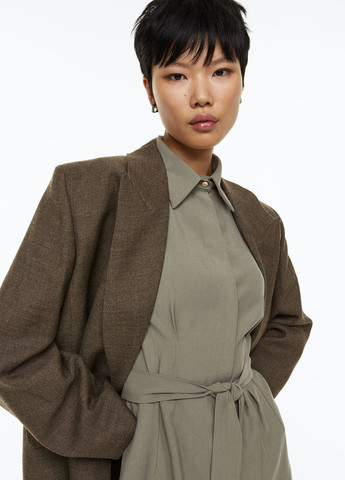 Оливкова (хакі) повсякденний плаття, сукня H&M однотонна