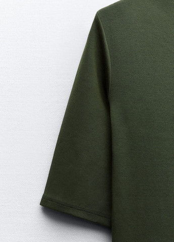 Темно-зеленое повседневный платье Zara однотонное