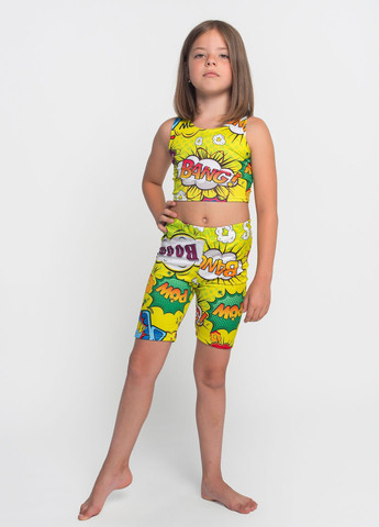Салатовий спортивний костюм для дівчинки (топ + велосипедки) для танців, гімнастики Total Pro fitness (276534300)
