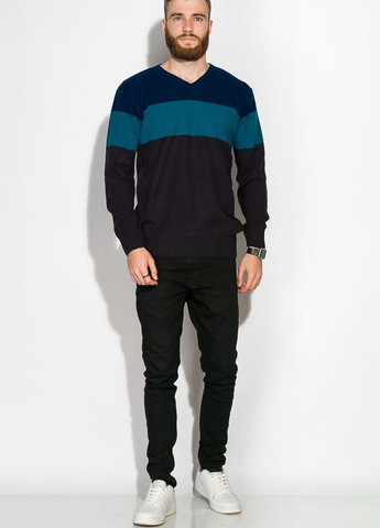 Прозорий демісезонний пуловер триколірний (синьо-темно-синій) Time of Style