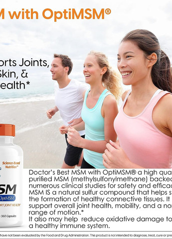 Метилсульфонілметан MSM with OptiMSM 1,000 mg 360 Capsules Doctor's Best (265530106)