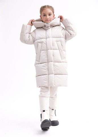 Бежевая зимняя пуховая куртка для девочек от 6 до 17 лет X-Woyz