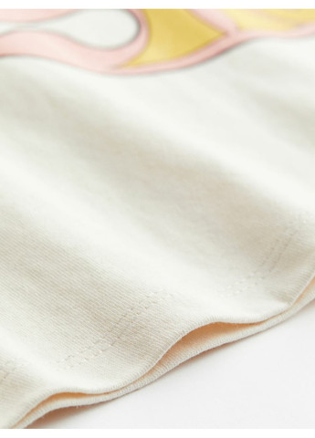 Світло-бежева літня жіноча футболка оверсайз з принтом н&м (55811) xs світло-бежева H&M
