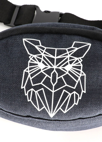 Практична сумка бананка для чоловіків і жінок темно синя з тканини з молодіжним принтом сова міцна No Brand (260597005)