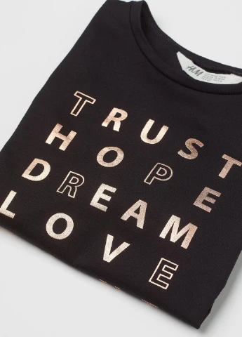 Лонгслів,чорний з принтом, H&M (256700673)