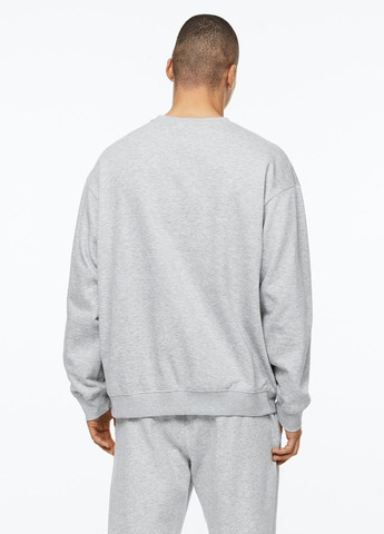 Свитшот H&M - крой меланж светло-серый повседневный хлопок - (262378852)