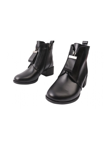 Черные ботинки женские из натуральной кожи, на большом каблуке, черные, SAVIO 190-20/22DHC