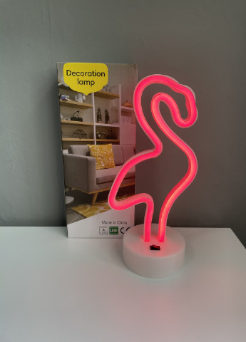 Настольный декоративный неоновый светильник-ночник Фламинго (29,5х14,5 см, USB или батарейки) - Красный Forus neon decoration lamp (257033357)