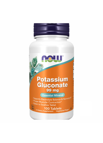 Глюконат Калия, Potassium Gluconate 99 мг - 250 табл Now Foods (269712665)