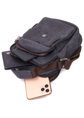 Компактна чоловіча сумка із щільного текстилю 22218 Чорний Vintage (267932193)