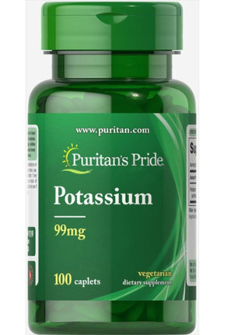Puritan's Pride Potassium 99 mg 100 Caplets Puritans Pride (256722282)