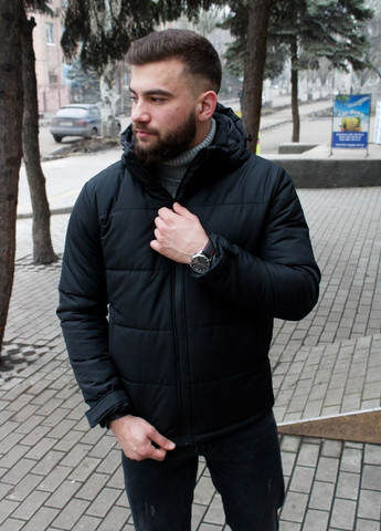 Черная демисезонная утепленная куртка на осень-теплую зиму Vakko