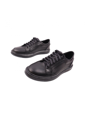 Черные кеды мужские черные натуральная кожа Detta 106-23DTC