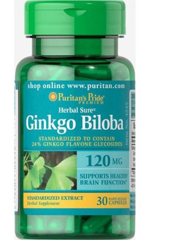 Puritan's Pride Ginkgo Biloba Standardized Extract 120 mg 30 Caps Puritans Pride (256723436)
